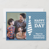Faters Day白いタイ青いドット追加フォトパーティー 招待状 (正面)