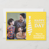 Faters Day白いタイ黄色のドット追加フォトパーティー 招待状 (正面)