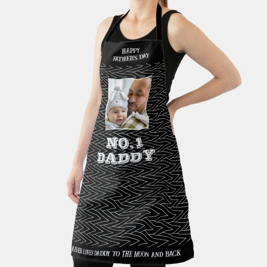 Faters Day Black And White Zig Zagの名前と写真 エプロン (インサイチュ)