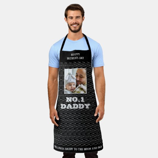 Faters Day Black And White Zig Zagの名前と写真 エプロン (着用した状態)