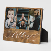 Father 最高の Ever Woodgrain Faters Day Gift写真 フォトプラーク (側面)