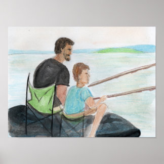 Father and Son Fishing ポスター