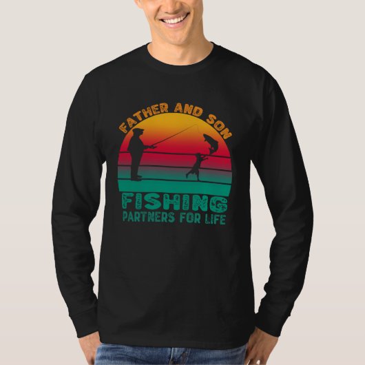Father And Son Fishing Partners For Life Retro Fat Tシャツ (正面)