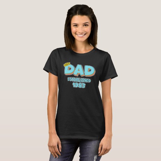 Father Best Dad Ever Established 1983 Great Dad Tシャツ (正面フル)