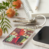 Father Christmas Blowing The Horn キーホルダー (正面右)