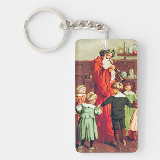 Father Christmas Blowing The Horn キーホルダー (正面)