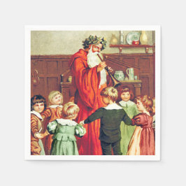 Father Christmas Blowing The Horn スタンダードカクテルナプキン