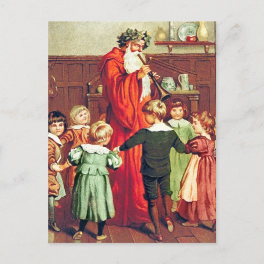 Father Christmas Blowing The Horn ポストカード (正面)