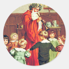 Father Christmas Blowing The Horn ラウンドシール