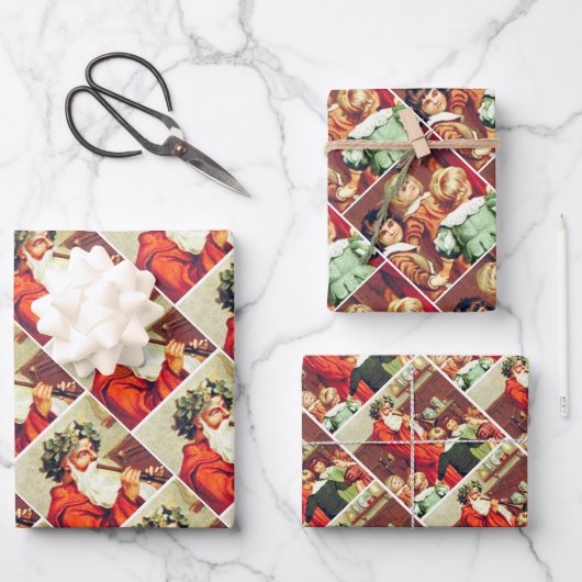 Father Christmas Blowing The Horn ラッピングペーパーシート (正面)