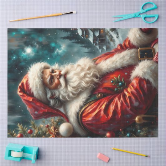 Father Christmas in Winter Sky | Classic Santa  薄葉紙 (クラフト)