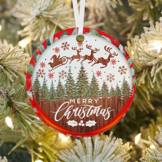 Father Christmas Sleigh Merry Christmas メタルオーナメント (インサイチュ)