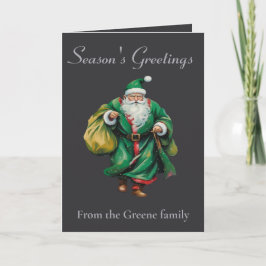 Father Christmas Wearing Green Robes Cut Out カード