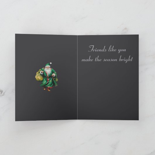 Father Christmas Wearing Green Robes Cut Out カード (内部)