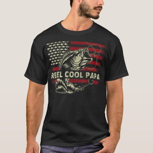 Father Day Dad Fishing   4th of July Reel Cool Pap Tシャツ (正面)