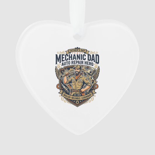 Father Day Mechanic Dad Shirt Funny Working Dad Gi オーナメント (正面)