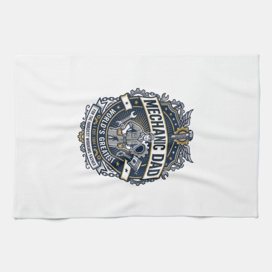 Father Day Mechanic Dad Shirt Funny Working Dad Gi キッチンタオル (横)
