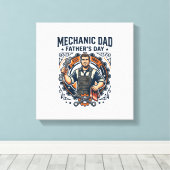 Father Day Mechanic Dad Shirt Funny Working Dad Gi キャンバスプリント (インサイチュ (ウッドフロア))