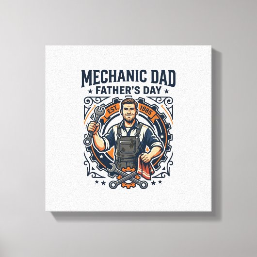 Father Day Mechanic Dad Shirt Funny Working Dad Gi キャンバスプリント (正面)