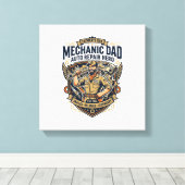 Father Day Mechanic Dad Shirt Funny Working Dad Gi キャンバスプリント (インサイチュ (ウッドフロア))