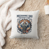 Father Day Mechanic Dad Shirt Funny Working Dad Gi クッション (ブランケット)