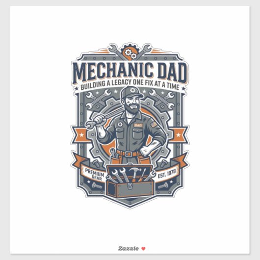 Father Day Mechanic Dad Shirt Funny Working Dad Gi シール (シート)