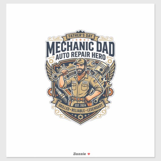 Father Day Mechanic Dad Shirt Funny Working Dad Gi シール (シート)