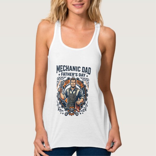 Father Day Mechanic Dad Shirt Funny Working Dad Gi タンクトップ (正面)