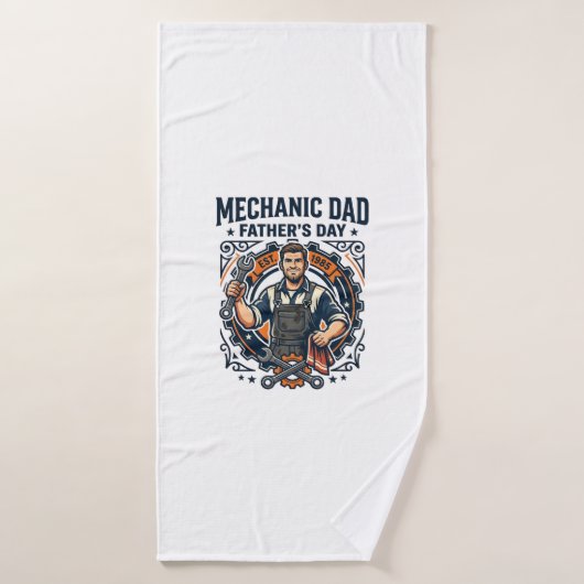 Father Day Mechanic Dad Shirt Funny Working Dad Gi バスタオル (バスタオル)