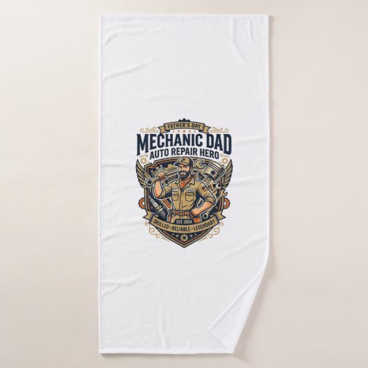 Father Day Mechanic Dad Shirt Funny Working Dad Gi バスタオル (バスタオル)