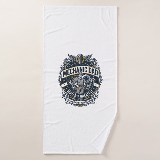Father Day Mechanic Dad Shirt Funny Working Dad Gi バスタオル (バスタオル)