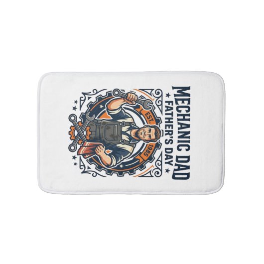 Father Day Mechanic Dad Shirt Funny Working Dad Gi バスマット (正面)