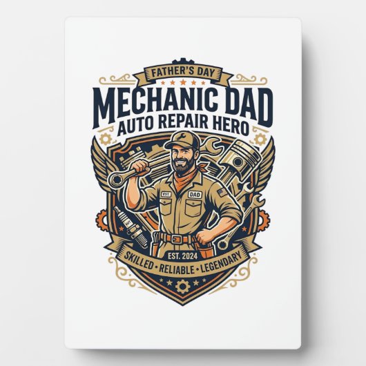Father Day Mechanic Dad Shirt Funny Working Dad Gi フォトプラーク (正面)