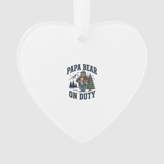 Father Day Papa Bear On Duty Shirt Funny Animal Da オーナメント (正面)