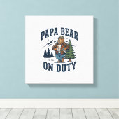 Father Day Papa Bear On Duty Shirt Funny Animal Da キャンバスプリント (インサイチュ (ウッドフロア))