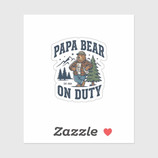 Father Day Papa Bear On Duty Shirt Funny Animal Da シール (シート)