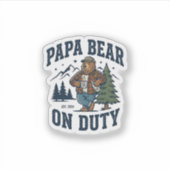Father Day Papa Bear On Duty Shirt Funny Animal Da シール (正面)