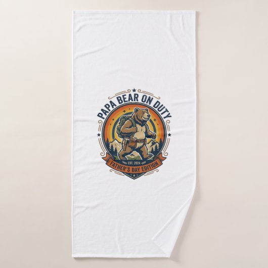 Father Day Papa Bear On Duty Shirt Funny Animal Da バスタオル (バスタオル)