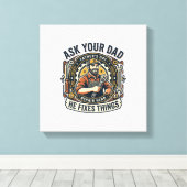Father Day Repair Dad Shirt Ask Your Dad He Fixes  キャンバスプリント (インサイチュ (ウッドフロア))