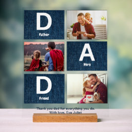 Father Hero and Friend Greetingフォトコラージュ アクリルサイン