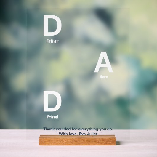 Father Hero and Friend Greetingフォトコラージュ アクリルサイン (ニュートラル)