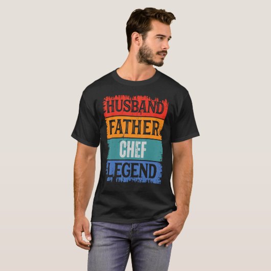 Father Husband CHEF Legend Proud Dad Retro Papa Tシャツ (正面フル)