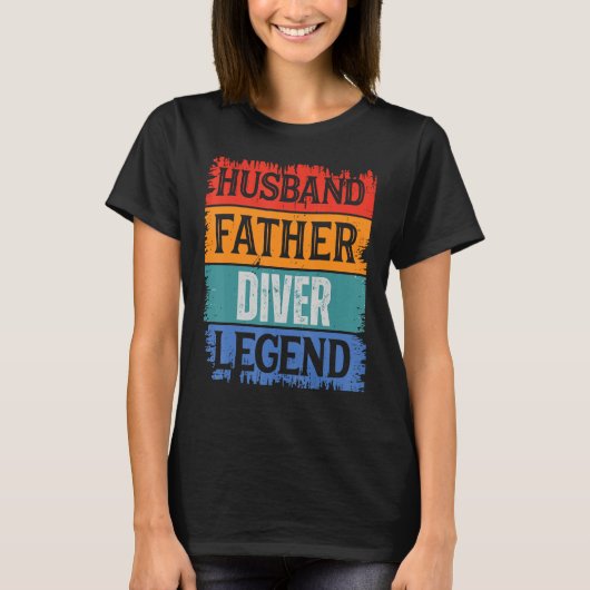 Father Husband DIVER Legend Proud Dad Retro Papa Tシャツ (正面)