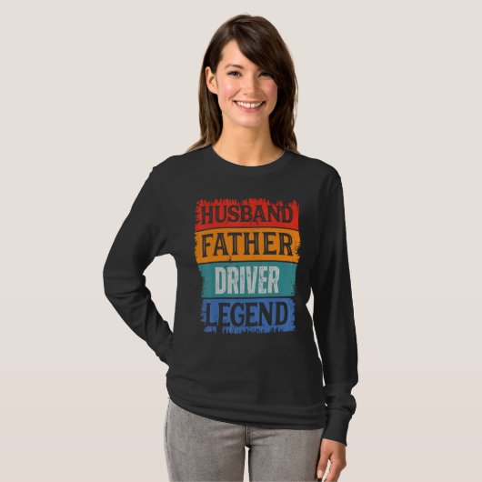 Father Husband DRIVER Legend Proud Dad  Retro Papa Tシャツ (正面フル)