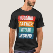 Father Husband VETERAN Legend Proud Dad  Retro Pap Tシャツ (正面)