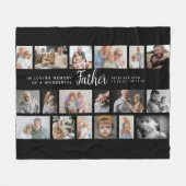 Father Memorial 18 Photo Collage フリースブランケット (正面(横))