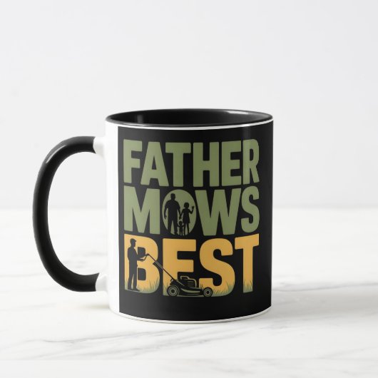 Father Mows Best Funny Gardening Dad Mug Gift マグカップ (左)