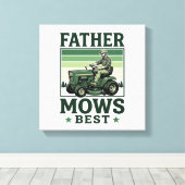 Father Mows Best Vintage Lawn Mower Shirt Design_1 キャンバスプリント (インサイチュ (ウッドフロア))