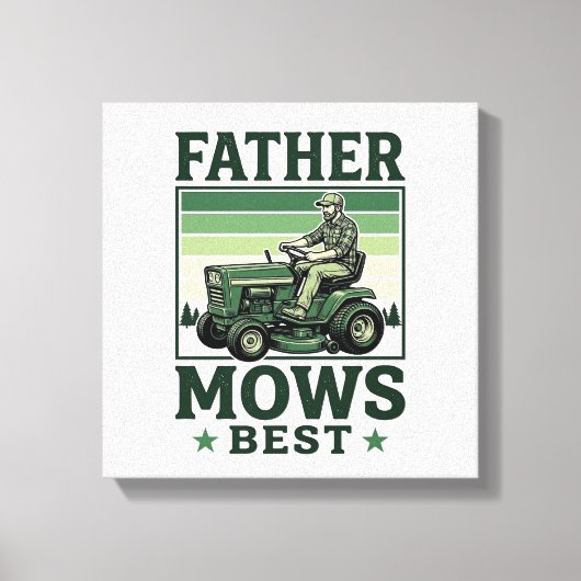 Father Mows Best Vintage Lawn Mower Shirt Design_1 キャンバスプリント (正面)