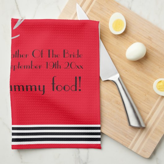 Father Of Bride Gift Monogram Name Rustic Chic Red キッチンタオル (四つ折り)